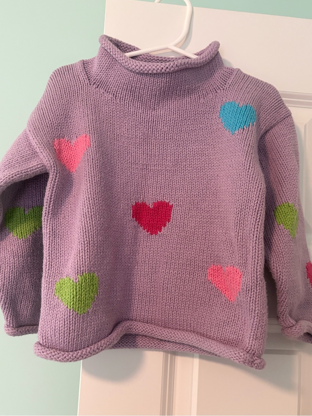 The Red Wagon Purple Heart Knit Turtleneck Sweater